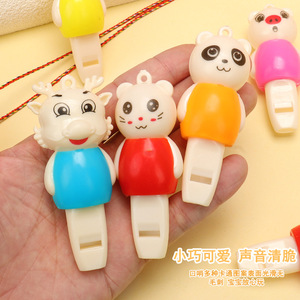 Sifflets lumineux en forme d'animaux de dessin animé avec cordon pour enfants, jouets pour fête d'anniversaire, cadeaux pour la maternelle, couleurs mélangées, en plastique - Product Image 2
