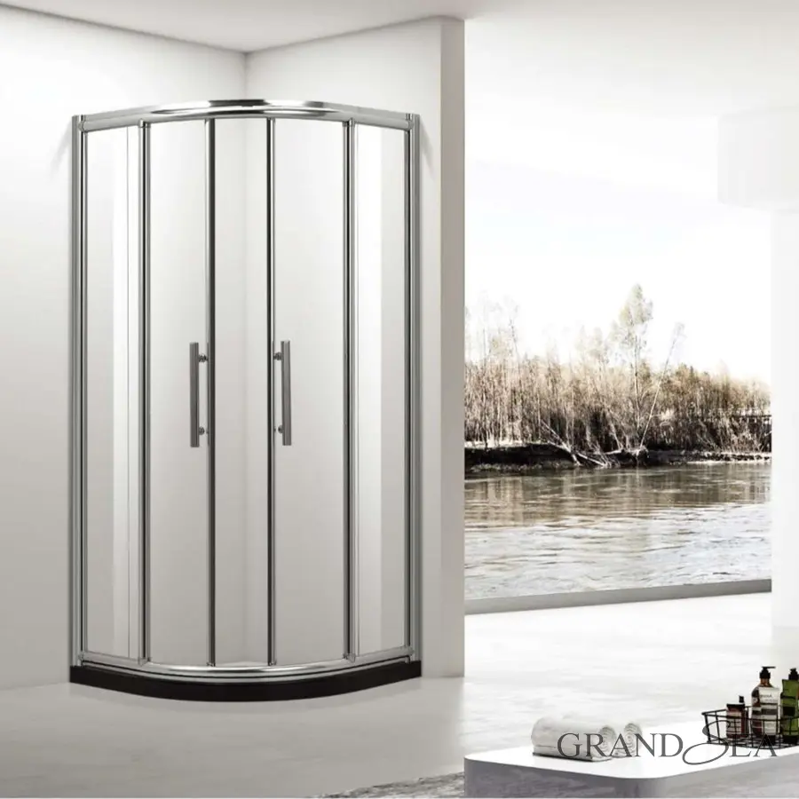 2022 nuovo design di alta qualità porta del bagno in vetro scorrevole mezza luna per sotto la porta della doccia