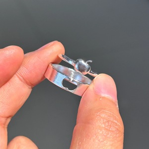 S925 Pure Silver Apple Ring for <b>Couples</b> Geometric Pattern with Layered Niche Design Creative Personality Versatile Birthday Gift - Product Image 3