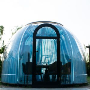 Dôme de <span class=keywords><strong>serre</strong></span> <span class=keywords><strong>grand</strong></span> format pour <span class=keywords><strong>le</strong></span> <span class=keywords><strong>camping</strong></span> en plein air, résistant au vent, en polycarbonate, imperméable, ignifuge, dôme géodésique rond transparent unique, tentes - Product Image 5