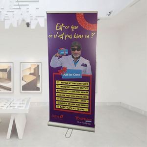 Expositor Portátil Enrollable de Aluminio con Luz LED, Banners Retráctiles de Doble Cara para Publicidad - Product Image 1