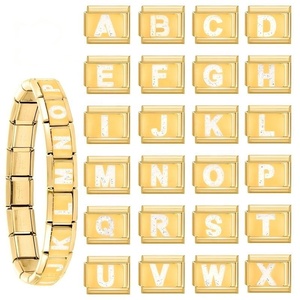 Módulo de Dijes Hechos a Mano en Acero Inoxidable Galvanizado con Letras Doradas en Inglés, Accesorio Creativo para Pulseras Personalizadas DIY - Product Image 3