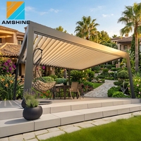 Dış Mekan Toz Boyalı Alüminyum Çerçeveli Kamelya Motorlu Panjurlu Çatı Bağımsız Biyoklimatik Pergola Teras Bahçesi İçin