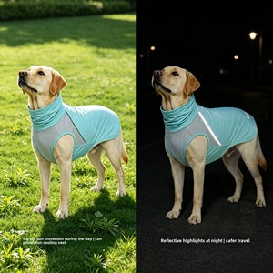 Camiseta de Protección Solar UPF 50+ <span class=keywords><strong>para</strong></span> Perros Medianos y Grandes - Chaleco Transpirable sin Mangas con Tiras Reflectantes, Camiseta Deportiva <span class=keywords><strong>para</strong></span> Mascotas - Product Image 2