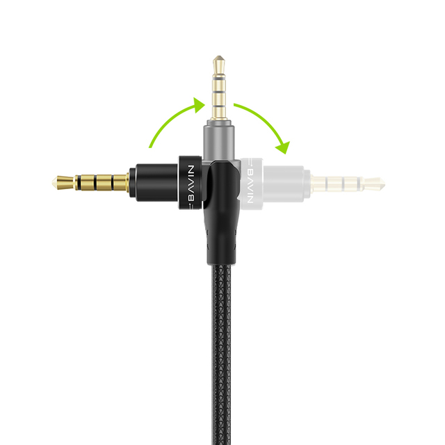 Bavin Universal Gold Plated 90 Degree Rotatable 3.5mm Male to Male Audio Aux Cable for Car Home Speaker  Audio Transfer Use