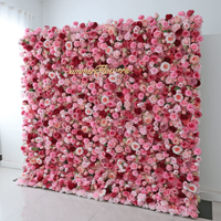 Dinding Bunga Artifisial Sutra 3D Motif Bunga Pink untuk Pernikahan, Wisuda, Natal - Tahan Lama dan Romantis (Grosir)