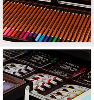 Ensemble d'art tout-en-un en aluminium pour enfants avec 24 aquarelles, 28 crayons de couleur, 33 feutres, 143 pièces au total, étui pour cadeau d'enfant