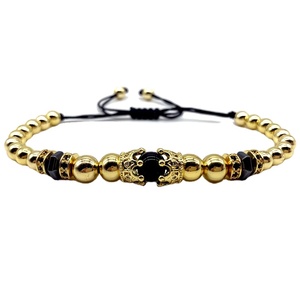 Nuova moda CZ corona portafortuna perline in acciaio inox braccialetto <span class=keywords><strong>amicizia</strong></span> per gli uomini - Product Image 1