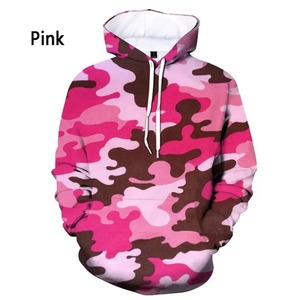 Sweat-shirt à capuche rose camouflage pour homme, col rond, coupe classique, streetwear - Product Image 1