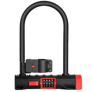 Wholesale High Security Bike Lock Heavy Duty Steel Bicycle 4 Digits Combination Key U-lock Big Anti Theft Bike U Lock