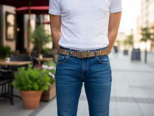 Cintura con fibbia in lega da 6,0 cm con punta piatta in metallo per uomo, abbigliamento casual - Product Image 2