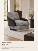 Fauteuil d'appoint moderne en tissu et similicuir avec accoudoirs noirs pour salon et hall d'hôtel
