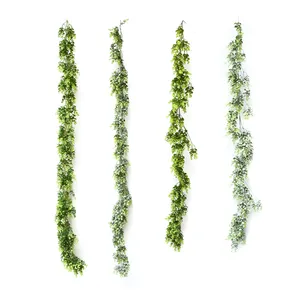 High quality artificial brushed green vine plastic eucalyptus garland Wedding Decor Hanging