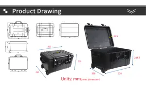 Hard Plastic Cases TOP EPC018-2B Hardcase Watertight With Foam Easy Carry High Impact Plastic Camera Case