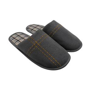Wholesale Custom Fashion Trend Stripe Embroidery on Upper With Memory Foam <strong>Men</strong> Soft Cozy Warm <strong>Thermal</strong> Indoor Home <strong>Slippers</strong> - Product Image 2