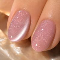 Faux ongles personnalisés rose œil de chat à presser, courts, ovales, avec perles, faux ongles en gel brillant lavande, en ABS, vente en gros OEM