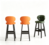 Tabouret de bar moderne en cuir rembourré, durable, avec dossier, pieds en fer, hauteur de comptoir, pour cuisine, îlot, café, salle à manger
