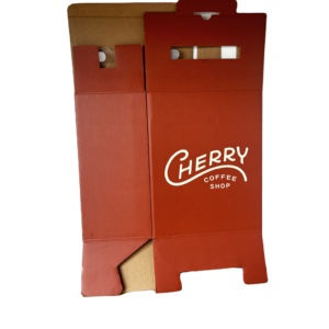 Tùy chỉnh in Cherry cà phê cửa hàng Takeaway xử lý hộp bền tông cà phê mang theo bao bì thực phẩm đầy màu sắc hộp giao hàng - Product Image 4