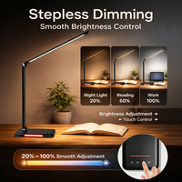 Lampe de bureau multifonctionnelle sans lumière bleue Port de charge Usb Lampe de bureau à led 6 modes de couleur Lampe de table de lecture de luxe
