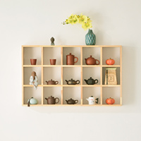 Étagère murale en bois massif personnalisée, étagère flottante de style chinois minimaliste moderne pour la présentation de services à thé, organisateur de rangement mural