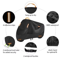 Housse de moto en gros imperméable en Oxford 300D résistante aux UV pour extérieur avec bandes réfléchissantes et trous de verrouillage