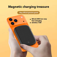 Banque d'alimentation sans fil magnétique portable 5000mAh avec logo personnalisable, sortie 15W, affichage LED, chargeur de téléphone portable