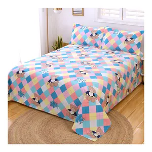 Hot Sale Kids Bedroom Supplier Microfiber Or Customized 100% Cotton Bed Sheet Set Printed Linen Fabric Flat Bed Sheet