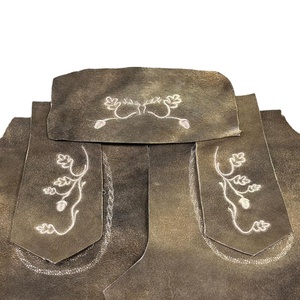 Lederhosen bavaroises en cuir de chèvre véritable, taille haute, longueur genou, tricotées, pour hommes, grandes tailles - Product Image 1