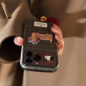 Étui de protection pour téléphone portable en cuir PU à motif à carreaux vintage de Noël pour chien, pour <span class=keywords><strong>iPhone</strong></span> 17 16 15 14 13 12 11 Pro Max - Product Image 4