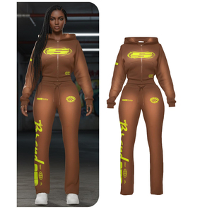 Custom Women Full <b>Zip</b> Hoodie and Jogger Pants Set Casual Sportswear Two Piece Outfit OEM Manufacturer Women <b>Hooded</b> Tracksuit - Product Image 2