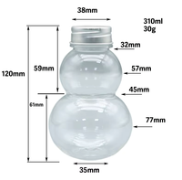 Bouteille de boisson en plastique jetable de 300 ml en forme de gourde ovale pour le thé, emballage, produits en vente chaude