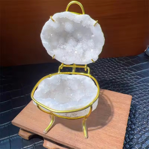 Caja de Joyería de Ágata Blanca Natural al por Mayor, Estuche de Almacenamiento de Cristales Curativos de Artesanía Folclórica para Exhibición de Anillos y Adornos de Lujo - Product Image 4