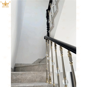 Barandillas de aluminio de lujo con luz de cristal moderno francés, pasamanos de celebridades de <span class=keywords><strong>red</strong></span> de Villa de hotel personalizado privado - Product Image 4