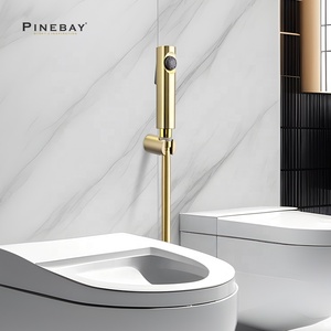 PINEBAY, хорошая цена, набор ручных распылителя для биде из матового золота, для ванной комнаты, пластиковый настенный душ, для женщин - Product Image 2