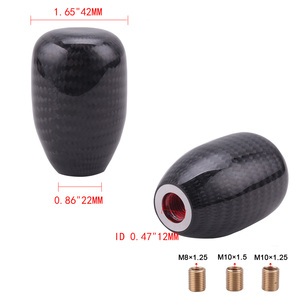 Accessoires décoratifs universels pour voiture, pommeau de levier de vitesse en fibre de carbone, forme ronde, avec adaptateur pour voiture - Product Image 5