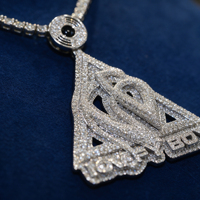 Pendentif personnalisé en forme de triangle avec lettre Kappy Boy, en argent sterling S925, Moissanite VVS, style Hip Hop, breloque disque DJ sertie de pierres