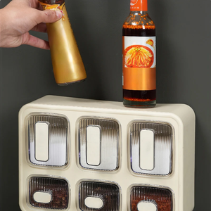 Kitchen Seasoning <b>Box</b> with Door <b>Storage</b> and Organization Jars Wall Mounted Condiment Organizer for Spices for Home or <b>Camping</b> - Product Image 6