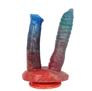 Colored double-headed dragon male and female masturbation sex toys animal horse hanging sex toys vaginal anus masturbation stick