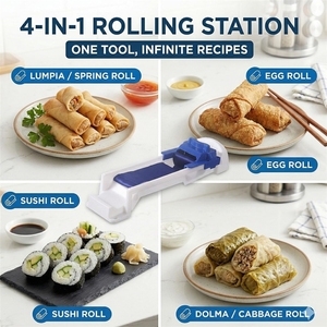 เครื่องม้วนลัมเปียสำหรับการม้วนที่รวดเร็วและสม่ำเสมอ, เครื่องทำปอเปี๊ยะอเนกประสงค์, อุปกรณ์ครัว DIY สำหรับทำซูชิ, โดลมา, ผักกวนห่อ - Product Image 4