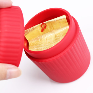 Silicone <b>Tea</b> <b>Canister</b> Cylinder Red Airtight Portable Travel Storage Jar for Loose <b>Tea</b> - Product Image 2