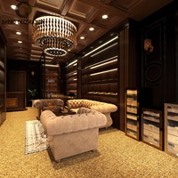 Éclairage LED de luxe, décoration de boutique de cigares, mobilier complet pour magasin, vitrine à cigares en placage de bois, boutique de tabac haut de gamme