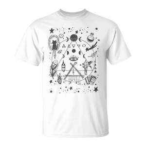 Camiseta Premium con símbolos místicos y triángulos, unisex, talla mediana para adultos - Product Image 1