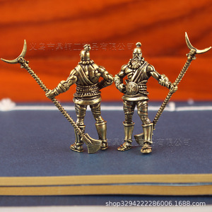 Dingtong Messingfigur Sha Seng, der Bote des reinen Altar-Wujings, Tischdekoration im Rollvorhang-Stil - Product Image 4