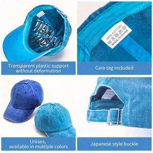 Gorras de Béisbol de Algodón Lisas Unisex con Bordado, Lavado Ácido, Estilo Vintage y Desgastado, con Logotipo Personalizado, de 6 Paneles, Tipo Dad Hat, al por Mayor - Product Image 4