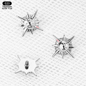 <b>Titanium</b> Eight Pointed Star Earrings 7.8mm Internal Thread Lip <b>Studs</b> Ear Cartilage Jewelry Body Piercing Replacement Head - Product Image 4