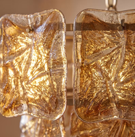 Lustre LED de luxe moderne avec abat-jour rectangulaires en fer, à intensité variable, pour salon, cuisine et mariages