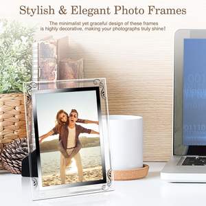 Cadre photo en verre cristal doré personnalisé 4x6 5x7 8x10 pour affichage sur table, vertical ou horizontal - Product Image 3