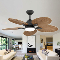 Nuevo Ventilador de Techo Moderno de 52 Pulgadas con 5 Aspas, Estilo Nórdico Simple, Color Negro, con Lámpara LED, Iluminación LED, Lámpara LED Clásica Negra, 2025
