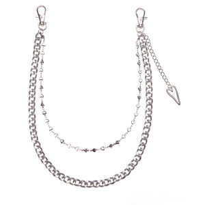 Heart Shape Zinc Alloy Double Layer <b>Waist</b> <b>Chain</b> Unisex Fashionable Retro Punk Hip Hop Daily Wear - Product Image 5