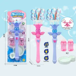 Meisje Verjaardagscadeau Plastic Speelgoed Fee Magic Bubble Stick Schattige Handheld Bubbels Stok Elektrisch Licht Muziek Bubble Toverstaf Speelgoed